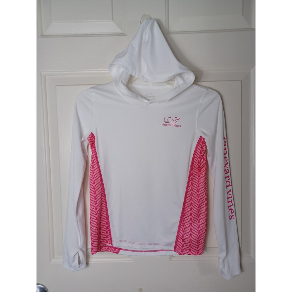 Vineyard Vines White Performance Hood Long Sleeve Shirt Top